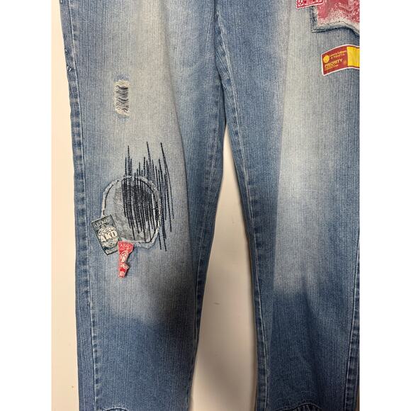 Akademiks Y2K Size 40 Baggy Light Washed Blue Denim Jeans 2000s Embroidered VTG - Picture 3 of 11